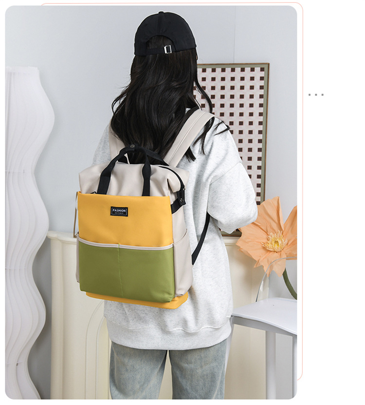 Fashionable color-blocking backpack for moms, 2025 new large-capacity backpack for taking kids out, maternity bag and baby bag undefined
