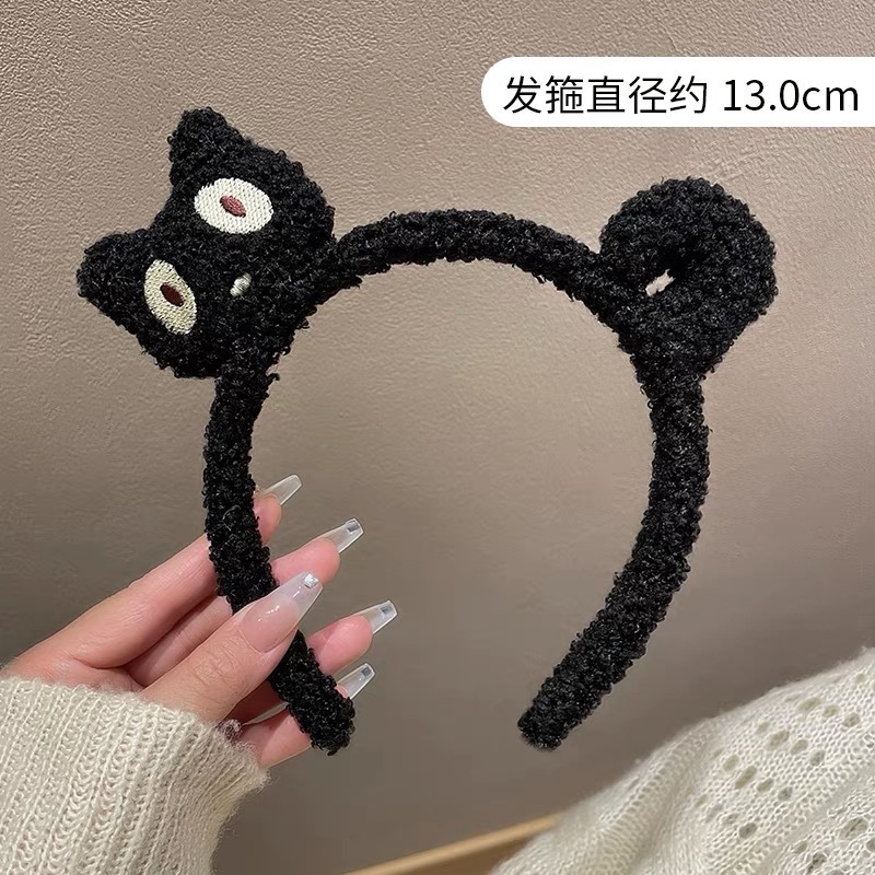 かわいい子猫のぬいぐるみ洗顔ヘアバンド、女性用秋冬外出用、多用途滑り止めヘアバンド、ヘアピン、ヘアアクセサリー、漫画風|undefined