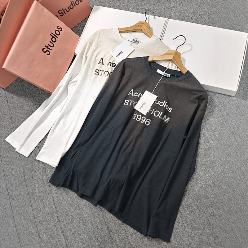 Authentic Version Ac Same Style Spring/Summer Vintage Classic Style 1996 Letter Print Cotton and Linen Loose Long-Sleeve Unisex T-Shirt Trendy