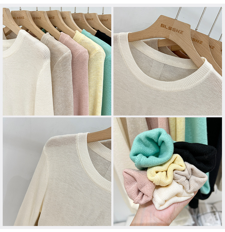 315g Weight Long Sleeve Sleeve Length Pullovers Placket Type Spandex, Polyester Fabric Type Short Top Length Knitwear Tops Type Daily Occasion Round Neck Neckline Slim Fit Type Solid Color Pattern Spring, Autumn Season Women's Gender Casual, Simple Style Style Wholesale Women's Casual Simple Style Solid Color Long Sleeve Sweaters & Cardigans 1
