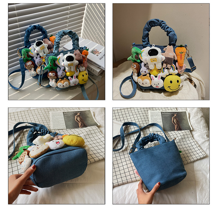 Denim Cartoon Bag 2021 New Trendy Toy Crossbody Bag Cute Princess Doll Handbag Canvas Bagpicture2