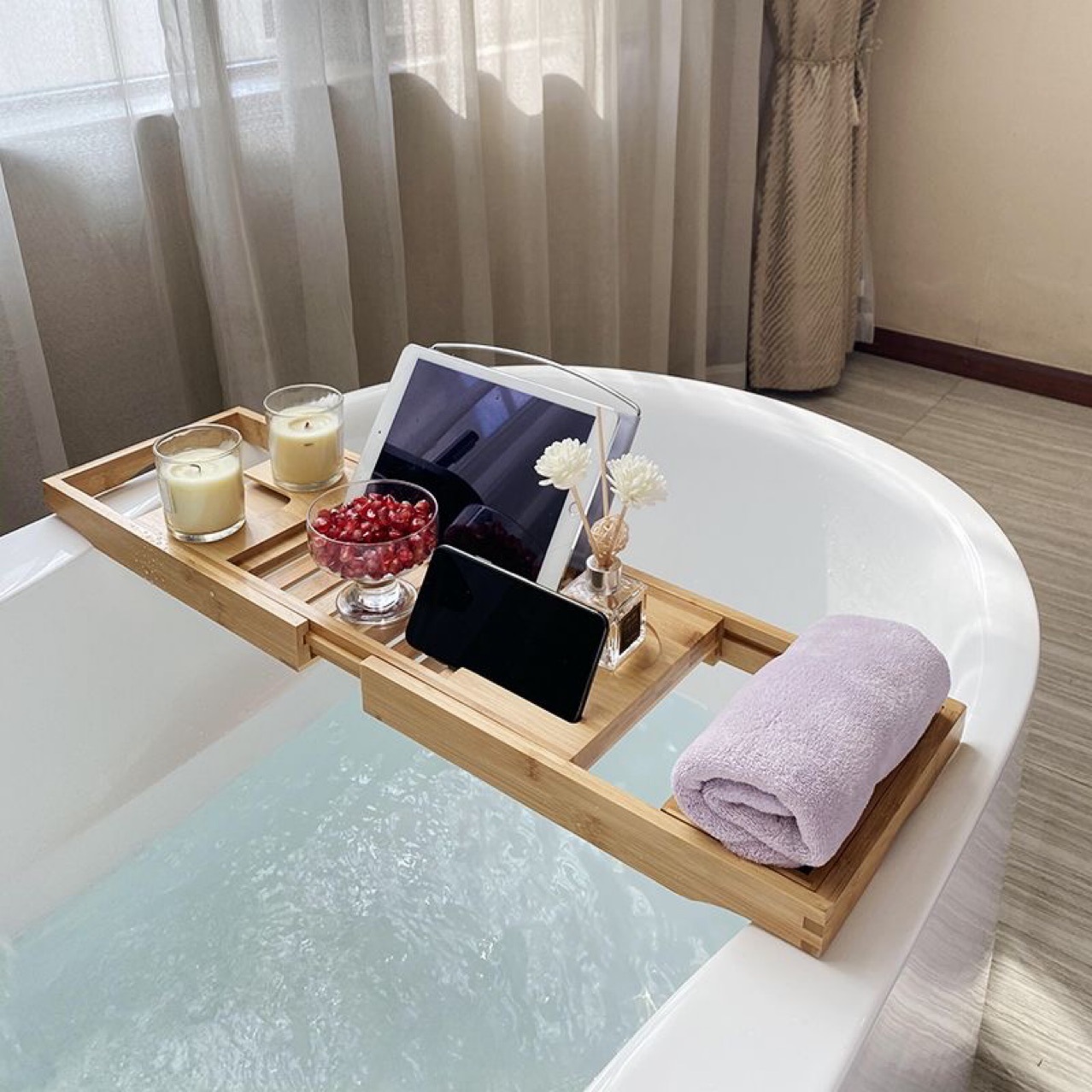 Bathtub Tray Bathtub Storage Rack Telescopic Storage Rack Bathtub Rack Bathtub Storage Board Mobile Phone Tablet Bracket