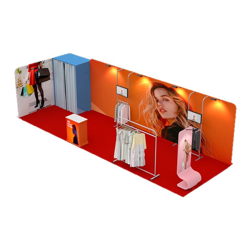 Esquema de cabina de exposición en el extranjero Show de pantalla rápida estante de exhibición de fondo de pared de tablero de exhibición de diseño 3D estante de exhibición fijo