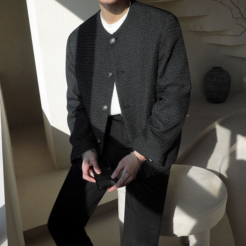 MYQ hombres Chaqueta estilo Chanel abrigo de Primavera y Otoño Nuevo estilo Coreano de moda de alto sentido de los hombres casual top