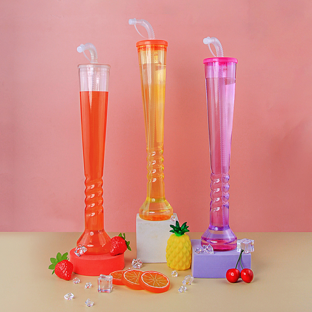 直供一次性创意塑料造型杯火炬杯螺旋杯异形饮料吸管杯长颈杯