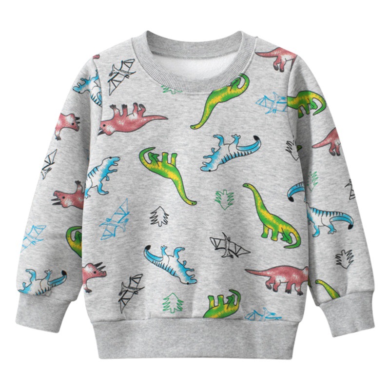 27 niños transfronterizos ropa para niños TikTok suministro en vivo suéter para niños Otoño e Invierno dinosaurio forrado de lana ropa de bebé al por mayor