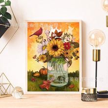 外贸亚马逊专供5d钻石画花卉小鸟diy砖石客厅装饰挂画 厂家批发