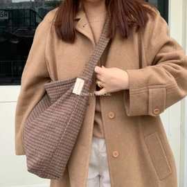 Amoment official圣诞氛围复古红绿格子单肩斜挎包女大容量单肩包