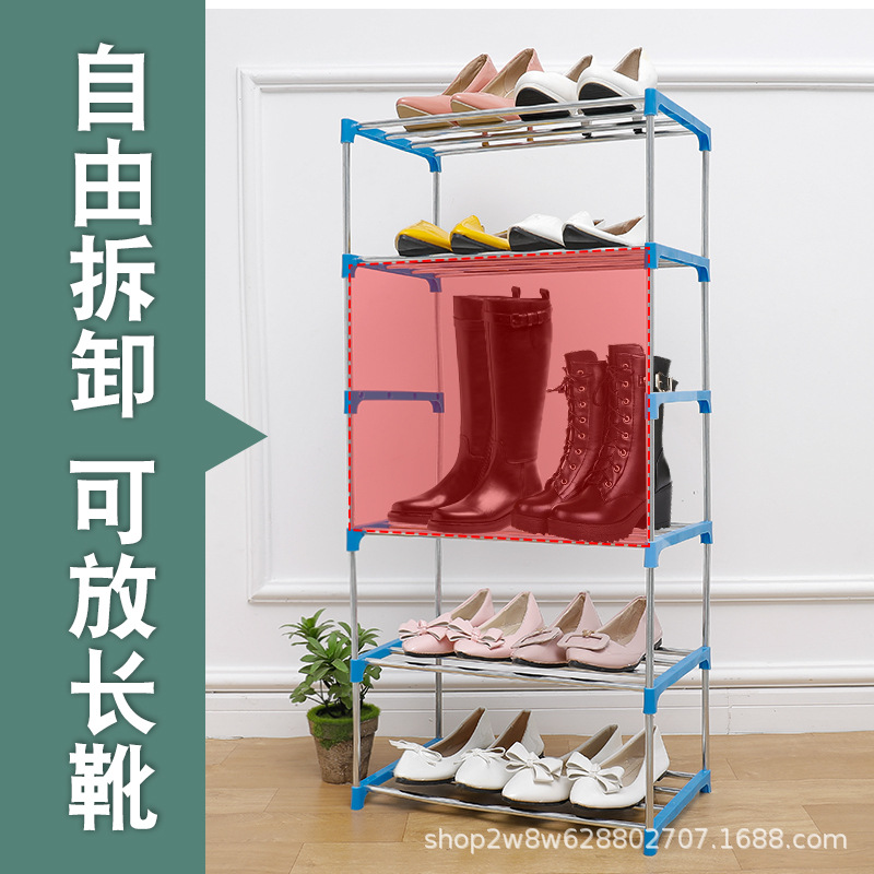 Estante de zapatos tubo de acero estante de almacenamiento multicapa casero almacenamiento gabinete de zapatos puerta de dormitorio ahorrar espacio almacenamiento puerta de entrada nórdica