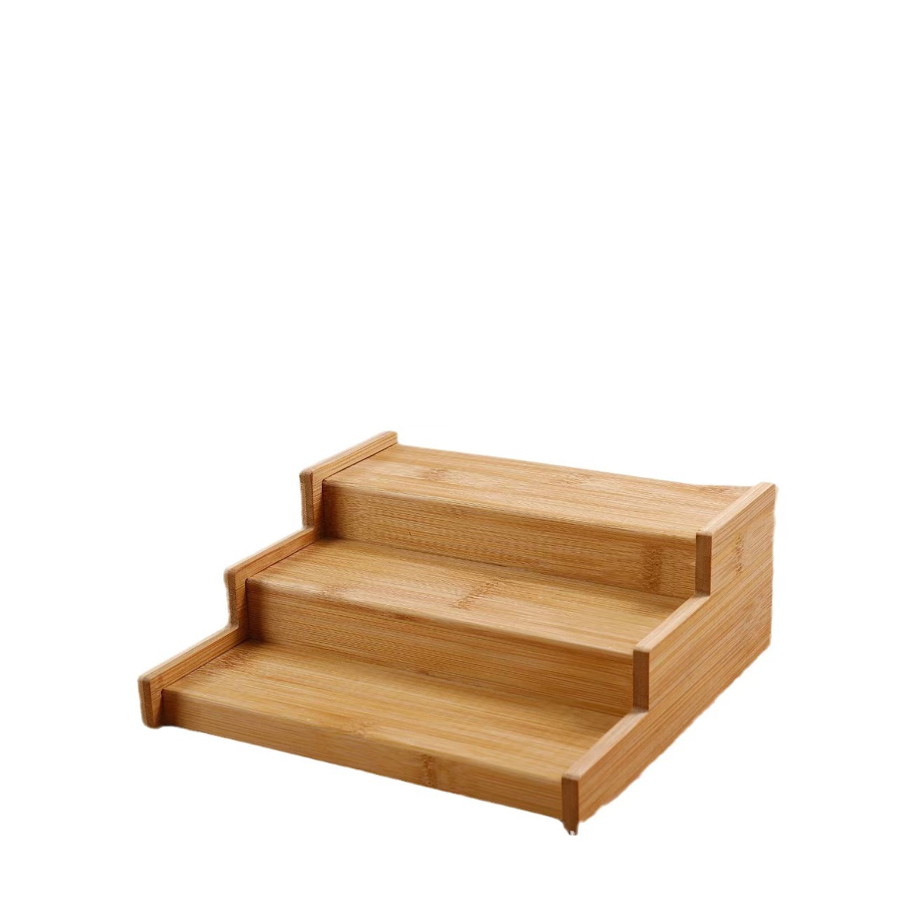 Estante de almacenamiento de condimentos de cocina bambú de tres capas no retráctiles botellas y latas de acabado de la mesa granos de café especias de almacenamiento rack