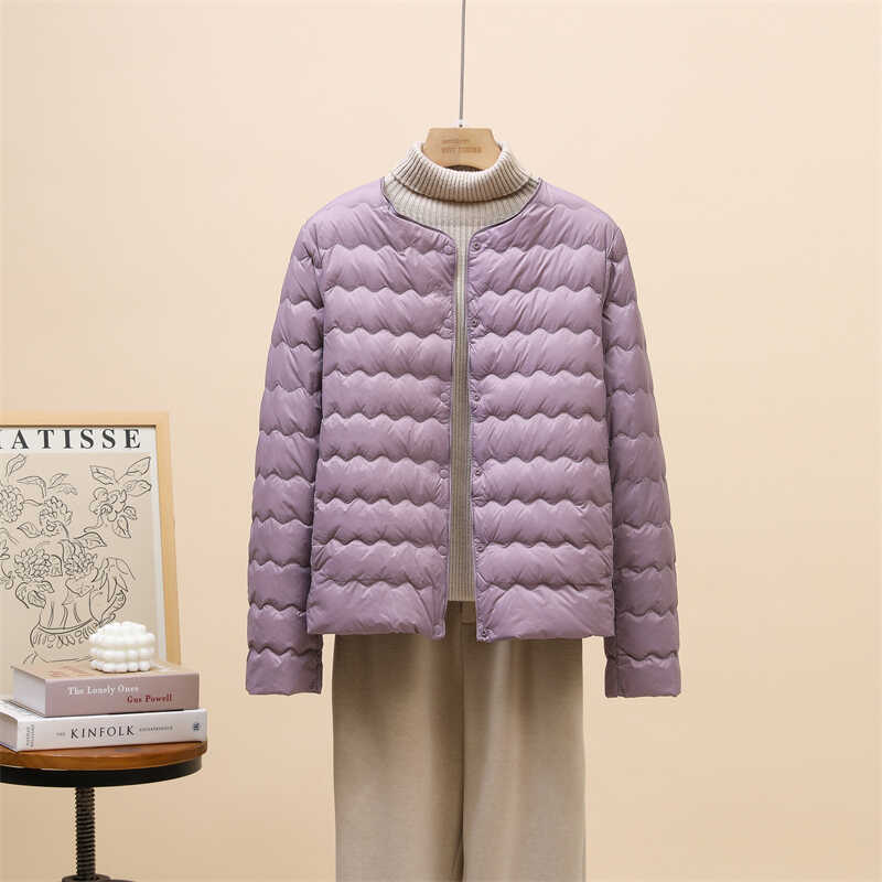 Spring fashionable ultra light ultra thin down jacket with a round…
