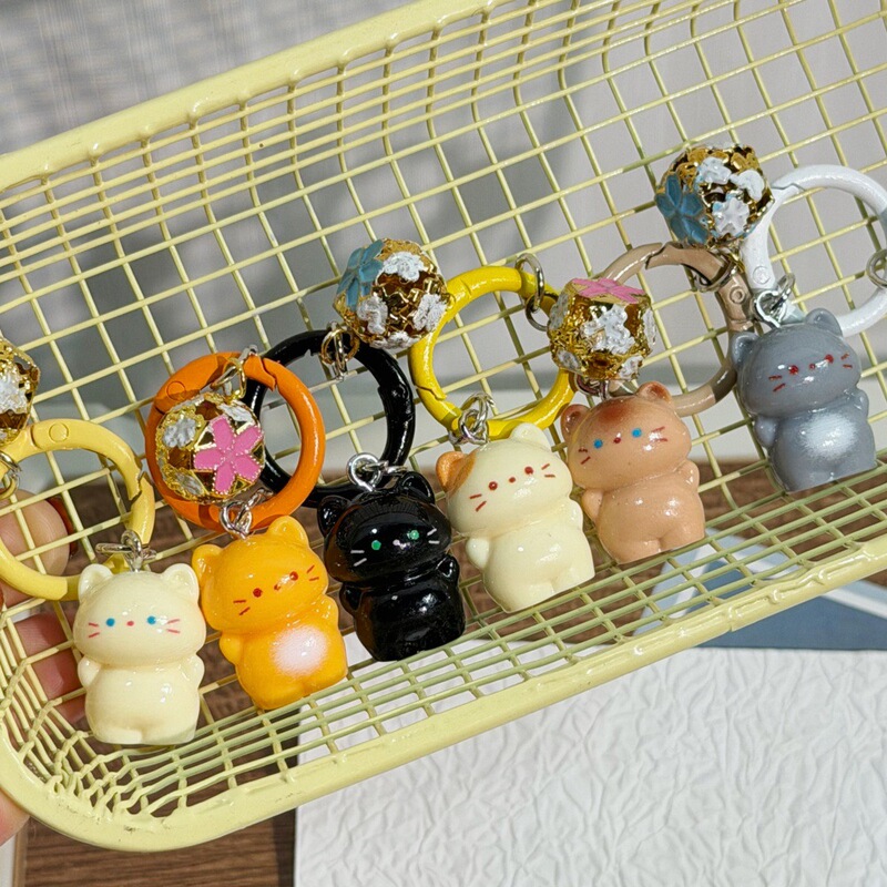 Cute Standing Siamese Cat Doll Keychain Soft Cute Cartoon Bell Student Pendant Couple Best Friend Gift Accessories