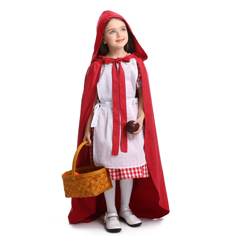 Halloween Costume for Girls, Little Red Riding Hood, Parent-Child Fairy Tale Performance Costume, Little Red Riding Hood Outfit, Little Maid Two-Way Dress Halloween Costume for Girls, Little Red Riding Hood, Parent-Child Fairy Tale Performance Costume, Little Red Riding Hood Outfit, Little Maid Two-Way Dress
