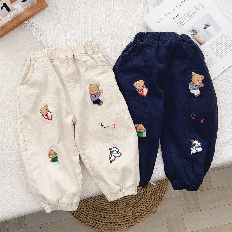 New Children's Wear Boy's Pants Spring and Autumn Cartoon Pants Fun Embroidered Nong Casual Pants Children's Woven Pants New Children's Wear Boy's Pants Spring and Autumn Cartoon Pants Fun Embroidered Nong Casual Pants Children's Woven Pants