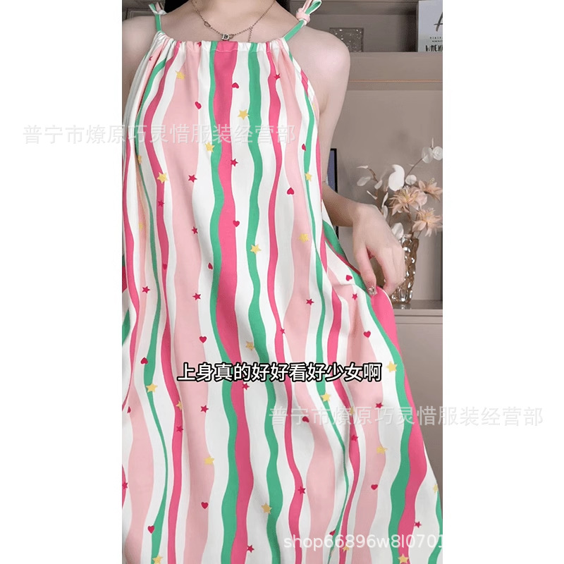 Pijama de cabina para mujeres polvo de cereza de verano algodón trenzado cojín de pecho pijama largo viento rojo de primavera y verano ropa para el hogar