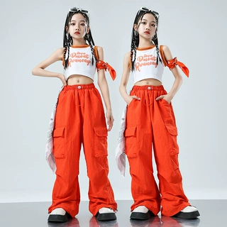 儿童街舞潮舞蹈练功服女童嘻哈爵士舞啦啦队表演服装少儿演出套装