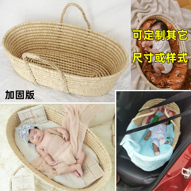 Baby Sleeping Basket Bed Baby Photo Props Woven Basket Lying Basket Cradle Hundred Days Toddler Pet Nest