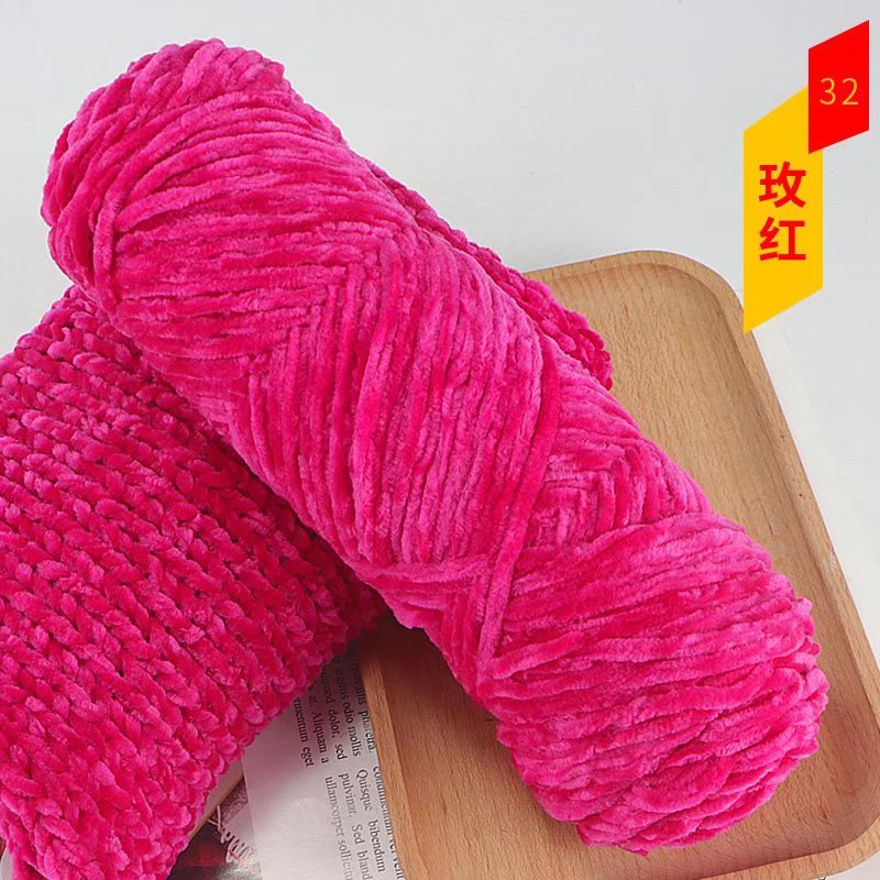 Chenille terciopelo de oro bola de lana de espesor medio de luz multicolor de terciopelo brillante DIY tejido zapatillas crochet al por mayor