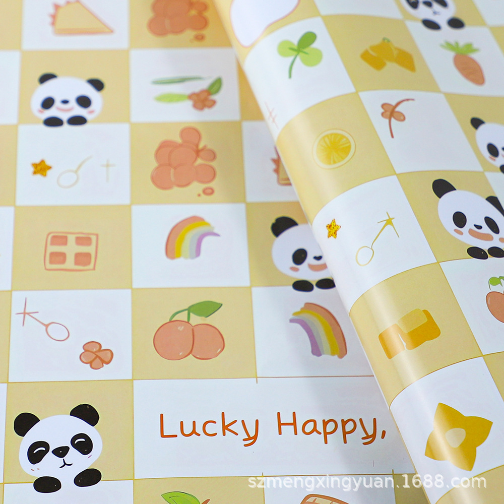 Panda a cuadros amarillo JS6238-3; 74*51cm pieza