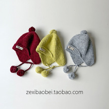 宝宝帽子秋冬款针织帽时尚百搭男女宝毛线帽儿童护耳帽防风帽2025