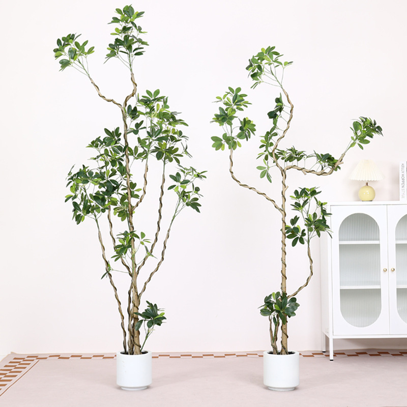 模擬緑植物アヒルの足の木ハイエンドライト高級屋内リビングルーム大型鉢植え床置き偽植物盆栽|undefined