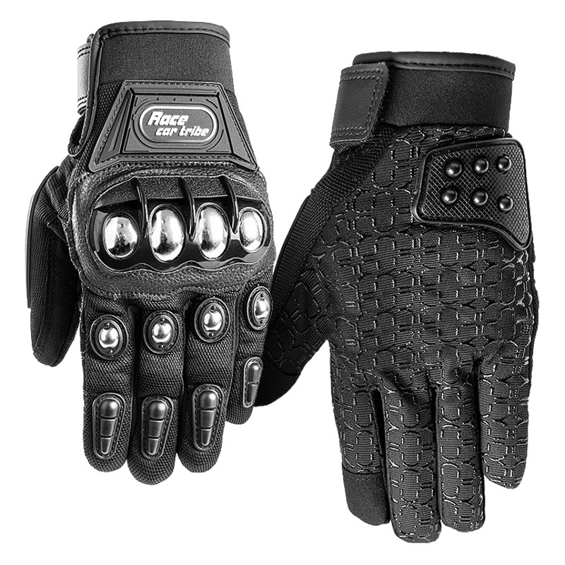 Tribe de carreras de motos guantes de montar primavera y otoño de los hombres y las mujeres dedo completo de acero inoxidable equipo de protección resistente a la caída de la motocicleta GST25