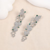 Long earrings, design advanced zirconium, 2023 collection, micro incrustation, light luxury style, high-quality style