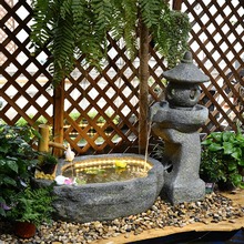 落地阳台客厅流水摆件循环水景喷泉鱼池日式花园庭院景观田园风格