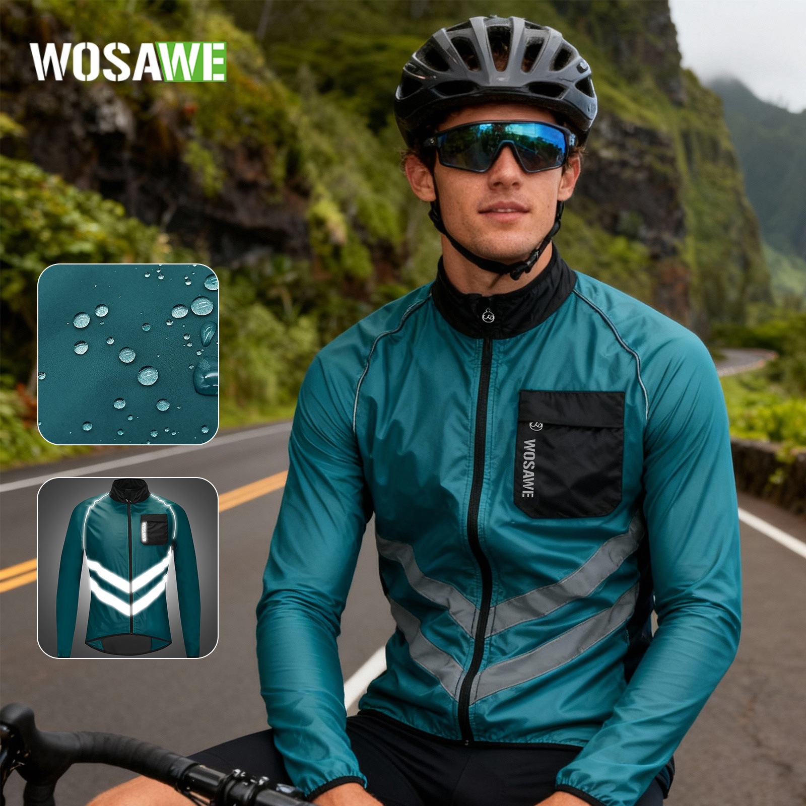 Wosawe Cycling Clothing Windbreaker Spring and Summer Men's and Women's Windproof and Water-Repellent Breathable Road Cycling Jacket
