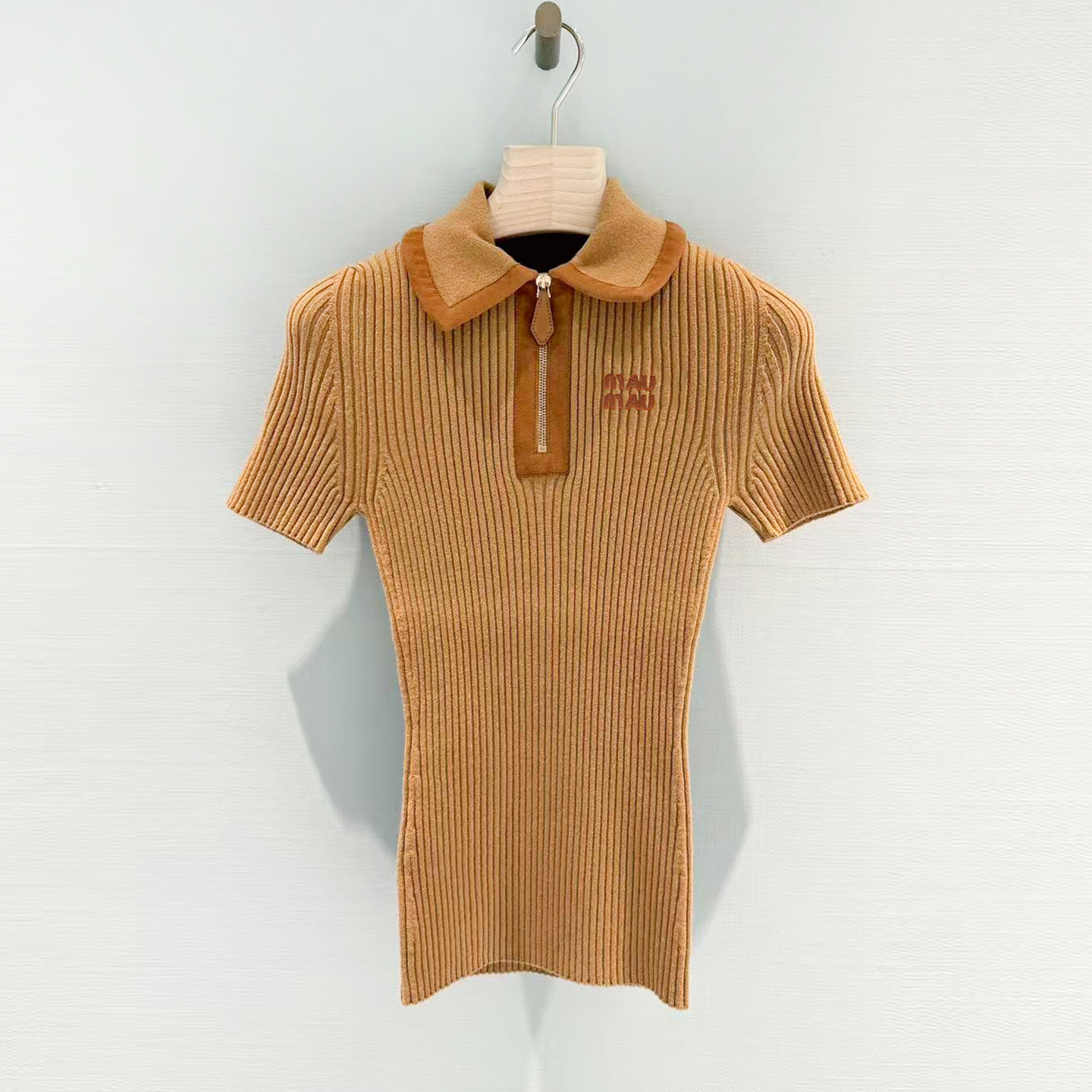 Shenzhen Nanyou High-End Women's Clothing 2025 Autumn New Casual Versatile Embroidered Polo Collar Knitted T-Shirt Top
