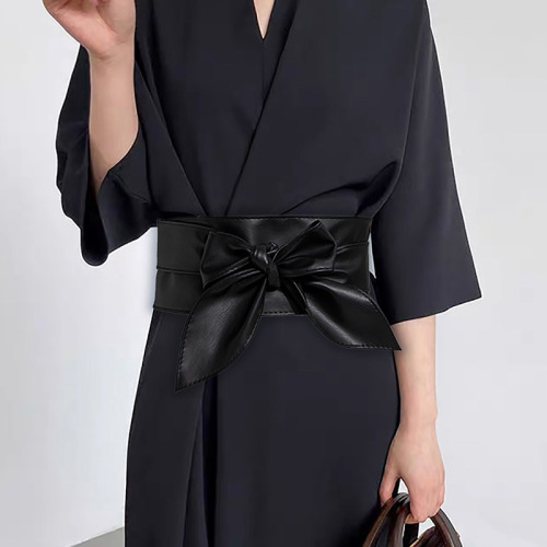 Women's Versatile Decorative Belt Women's Wide Waistband Soft Leather Ribbon Waistband Knotting Belt