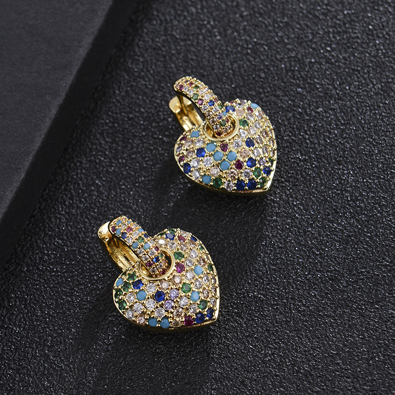 Fashion Copper Micro-inlaid Color Zirconium Fish Pendent Earrings display picture 8
