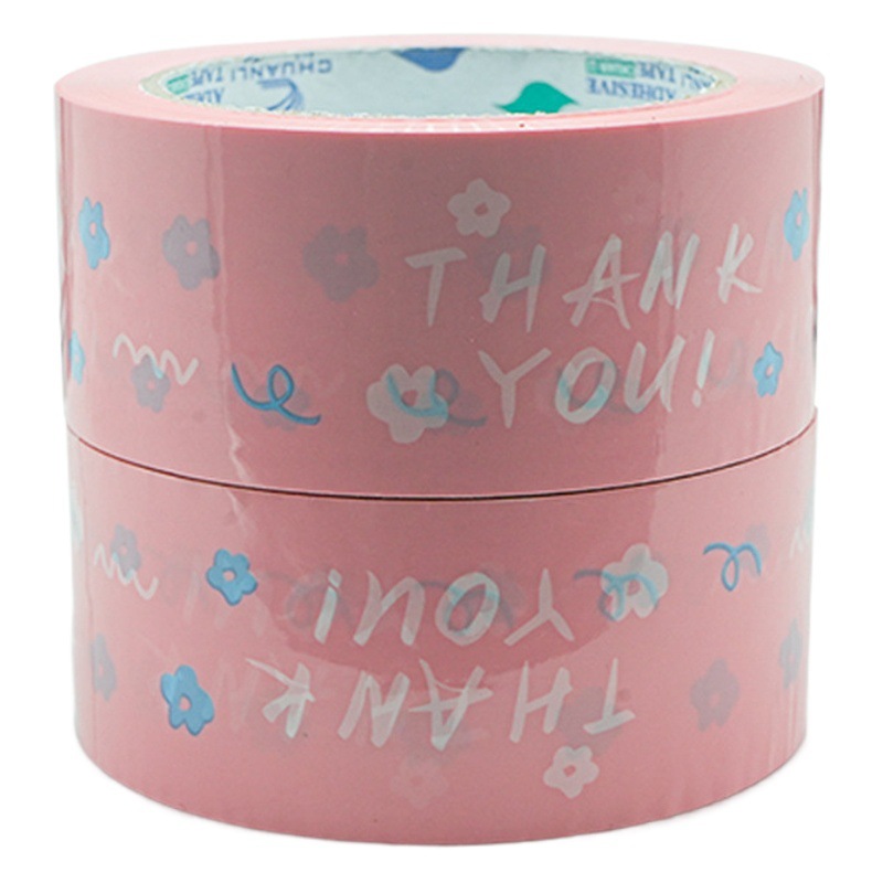 Fabricante de cinta de impresión en inglés ThankYOU Gracias por patrocinar cinta de sellado cinta de dibujos animados rosa lindo