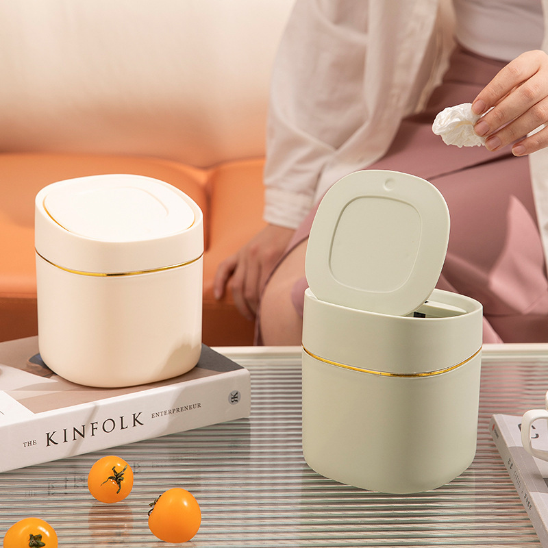Mini small size Trash Press Living Room Grocery Bucket Car Home Office Desk Restaurant Storage Tube Desktop Trash Bin