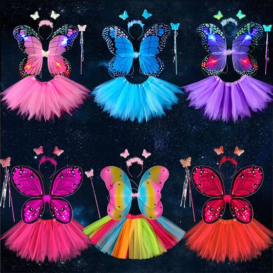 Halloween Costume Butterfly Wings Children Angel Colorful Props Girls Princess Dress Wonderful Fairy Decorative Toy