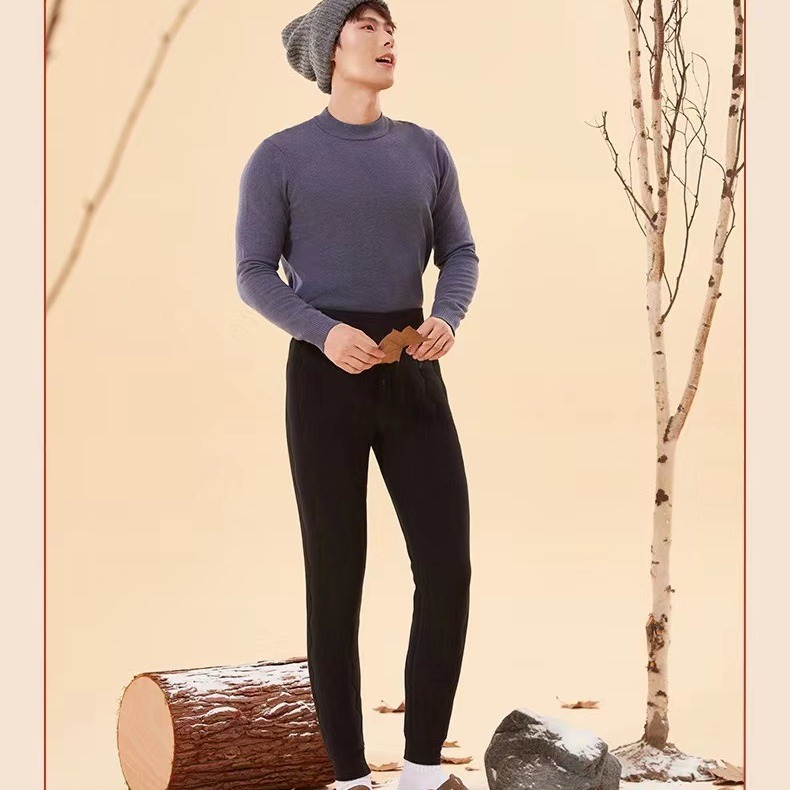 가을 겨울 신작 하이웨이스트 캐주얼 따뜻한 면팬츠 겨울 다층 블랙 밑단 두꺼워 피부 친화적인 이너웨어 슬림팬츠