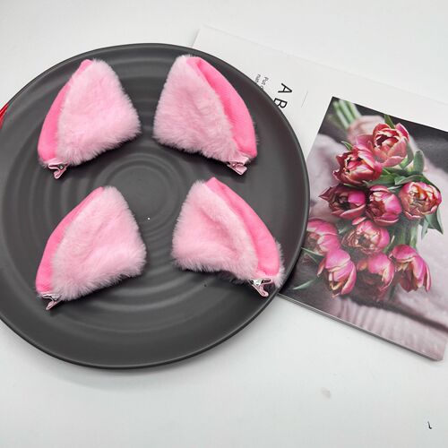 Cute and Adorable Cat Ears Hair Clip in Fluffy Felt, Playful and Cute Cat Shaped Headband for Kids, Girly Heart Decor, Duck Bill Clip