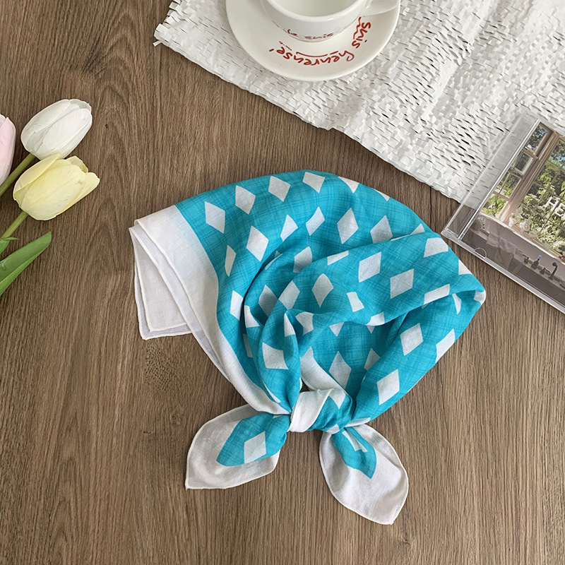 55 pañuelo japonés de algodón y lino, bufanda de seda floral de todo fósforo de verano y otoño, bufanda cuadrada pequeña con cuello, bufanda decorativa fresca fina para mujer