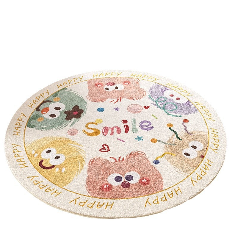 Cartoon alfombra redonda dormitorio sala de estudio alfombra de la cama para niños área de lectura armario adorable alfombra de cachemir imitado