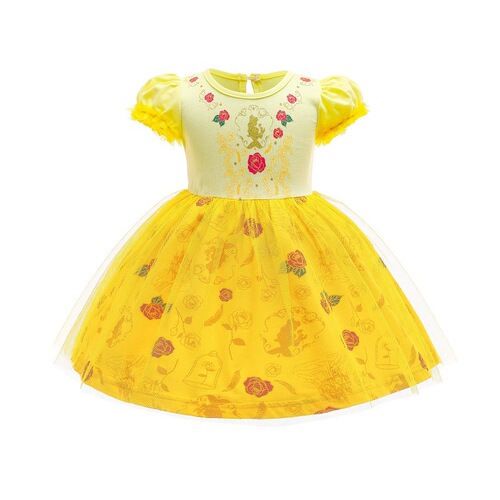  Xia Xin ins style Frozen Princess Dress Short Sleeve Mesh Dress Cute Girls Christmas Dress