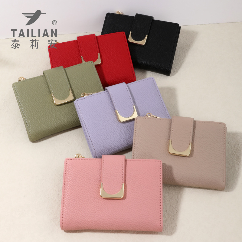 Telian nuevo patrón lichi transfronterizo pequeña cartera de las mujeres de cuero de la PU cremallera corta de Moda Monedero de La Moneda billetera