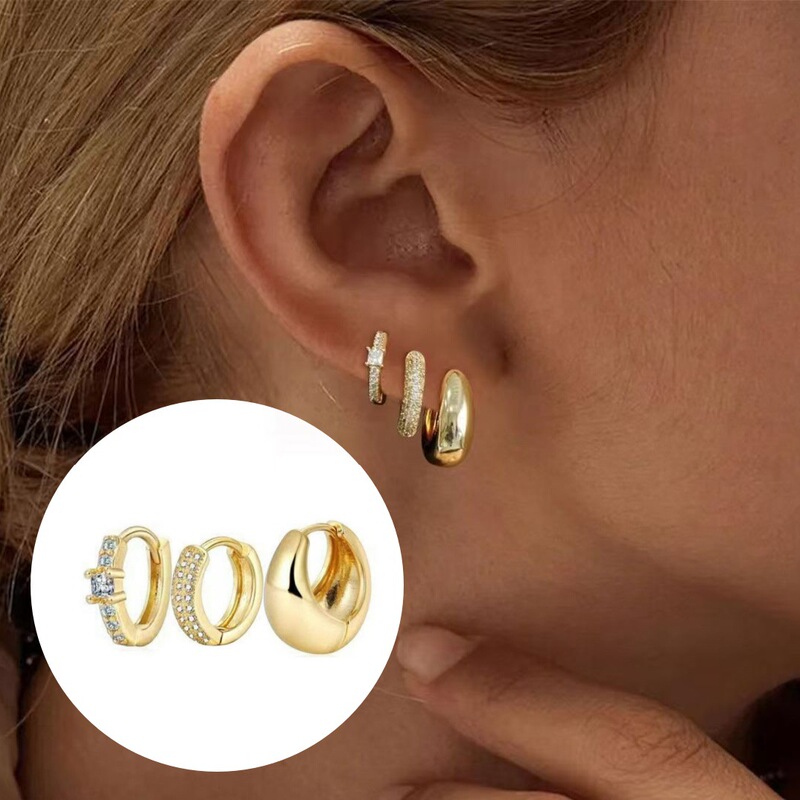 Amazon cross-border micro-paved zirconia earrings and ear clip set, European and American fashion earrings, cross-border best-selling earrings, wholesale Amazon cross-border micro-paved zirconia earrings and ear clip set, European and American fashion earrings, cross-border best-selling earrings, wholesale