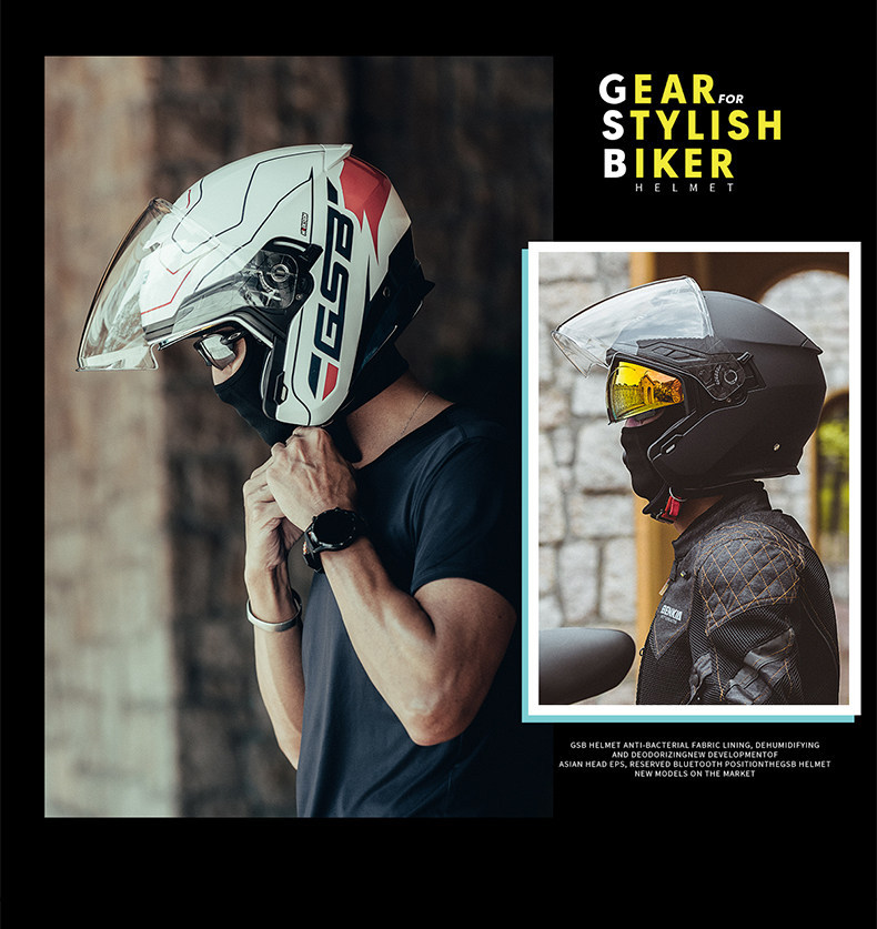 GSB flagship store 263 half helmet motorcycle helmet electric motorcycle 3C certified all-season unisex three-quarter summer helmet