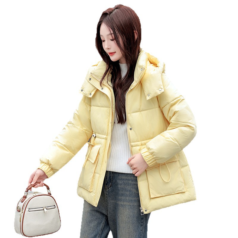 Algodón de mujer corta cintura gruesa chaqueta con capuzas otoño y invierno nuevo estilo coreano chaqueta de algodón de moda suelta cálida image 5