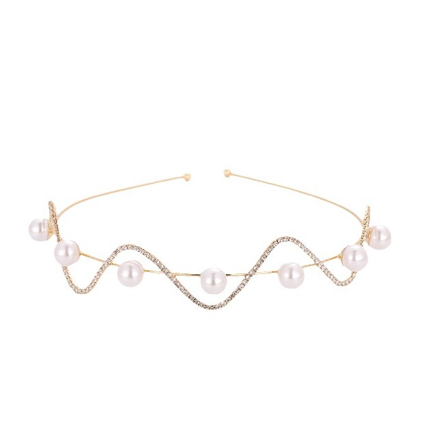 Perla horquilla diadema onda de alto grado rhinestone estilo coreano simple adulto exquisita diadema accesorios para el cabello horquilla de hadas