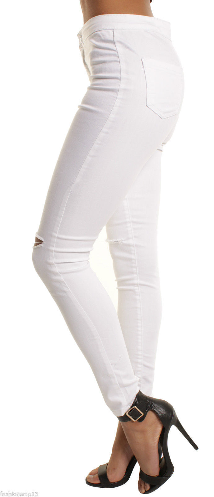 ripped tight solid color jeans NSYF12458
