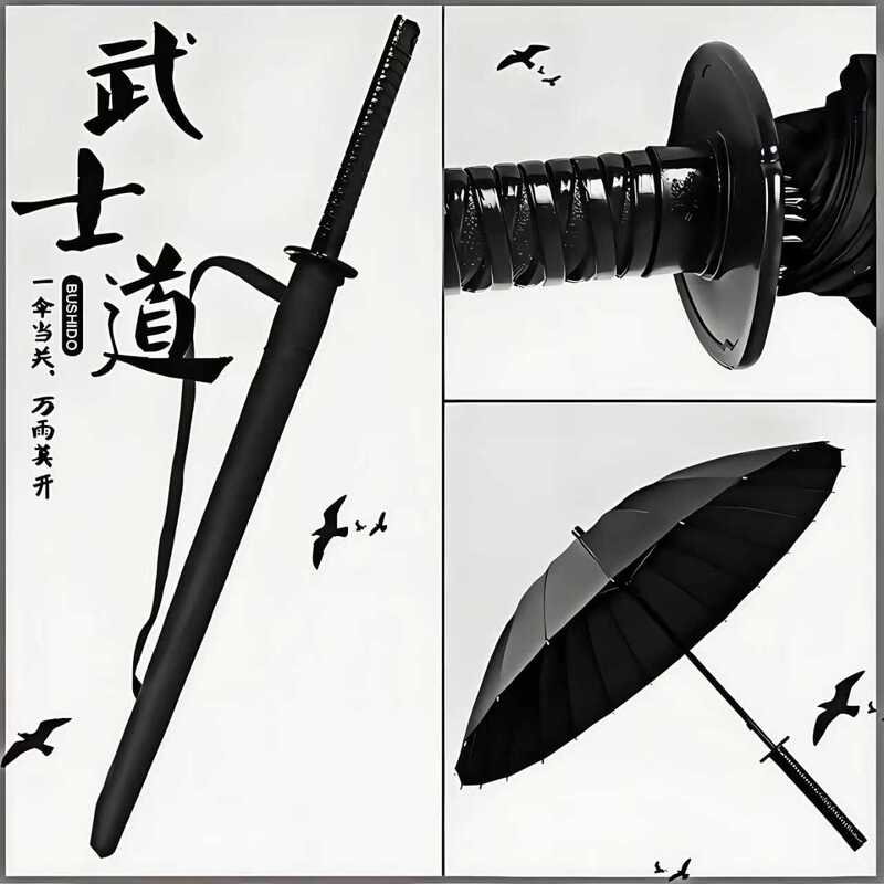 Creative and Unique Samurai Sword Umbrella, Long Handle Umbrella for Men, Straight Pole, Reinforced and Thickened, Sturdy, Wind and Storm Resistant, 24-Rib Umbrella, Large Size Creative and Unique Samurai Sword Umbrella, Long Handle Umbrella for Men, Straight Pole, Reinforced and Thickened, Sturdy, Wind and Storm Resistant, 24-Rib Umbrella, Large Size