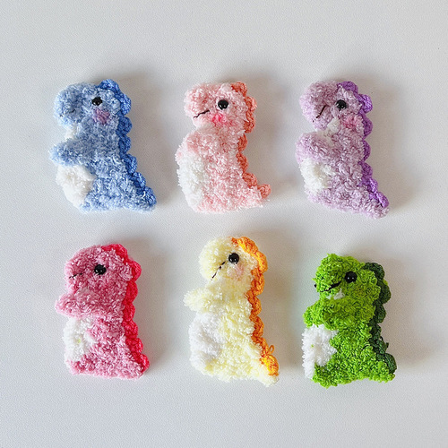 Rainbow little dinosaur handmade wool crochet children's hairpin baby hairpin bb clip side clip bangs clip cute