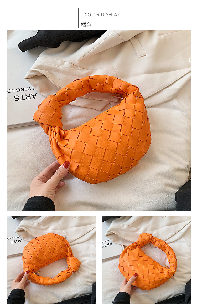 Solid Color Woven Knot Portable Croissant Bag Wholesale Nihaojewelry display picture 28