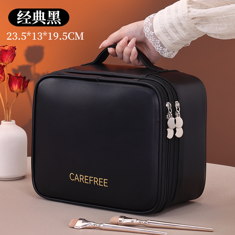 4개의 메인 파티션이 있는 프렌치 라이트 럭셔리 더블 레이어 - 클래식 블랙 두꺼워진 대형 사이즈